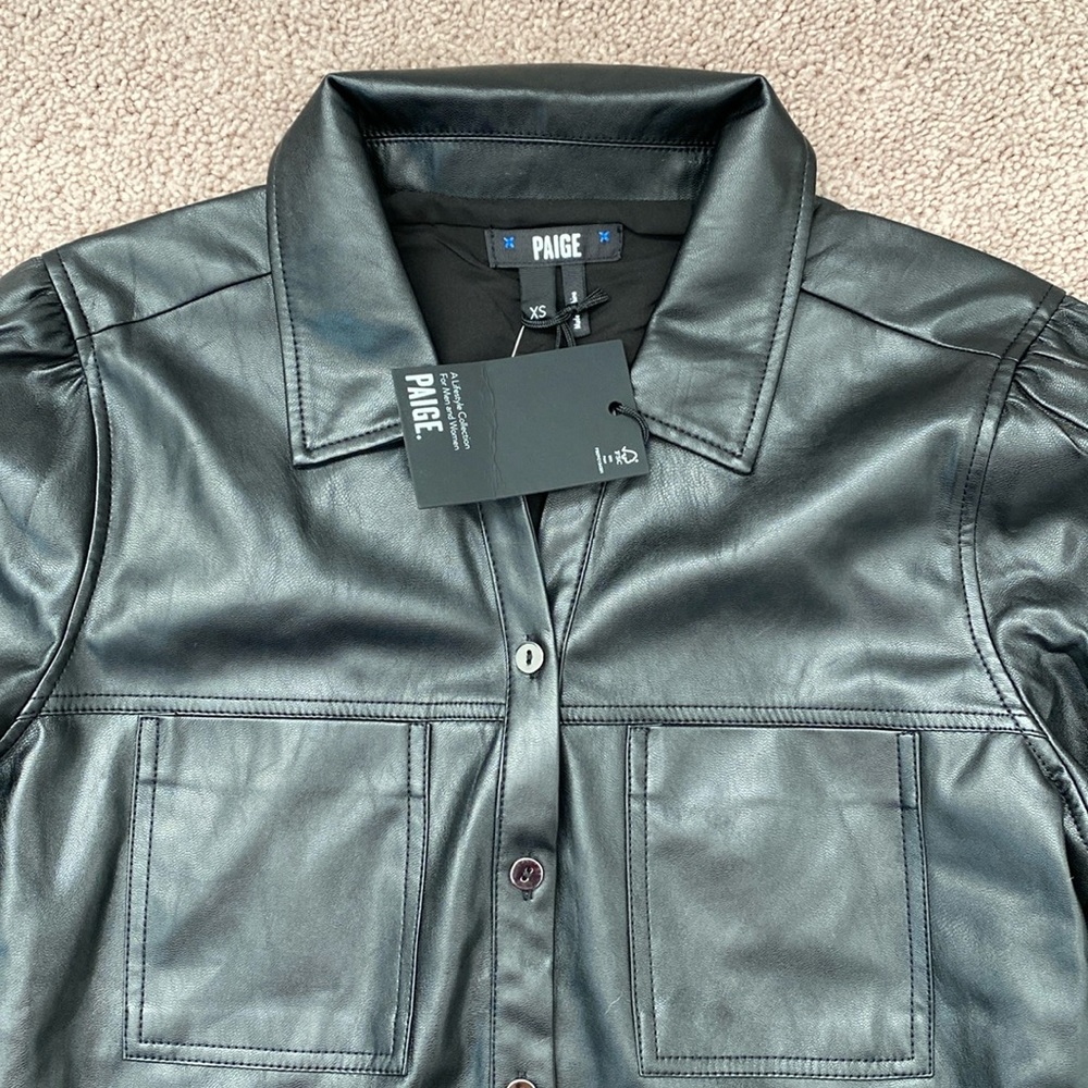 Paige Belize Faux Leather Shacket Size XS - Picture 6 of 16
